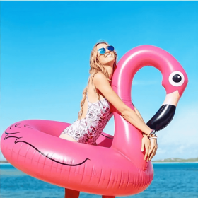 1pc PVC Inflatable Flamingo Swimming Ring For Pool Party, Floating Lounge Chair For Water Parks