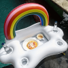 3pc Summer Party Bucket Rainbow Cloud Cup Holder Inflatable Pool Float Beer Drinking Cooler Table Bar Tray Beach Swimming Ring