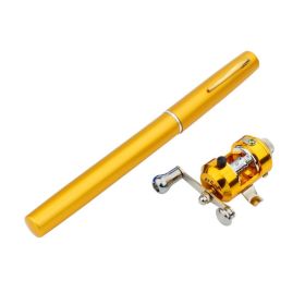 1 meters foreign trade Mini fishing rod, cross border Amazon WISH portable pen fishing rod Fishing Rod A (Color: gold)