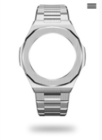 Modified Nautilidae Farm Tree Accessories Metal Stainless Steel Watch Case Set Forging Liquid Cow Leather Watch Strap (Option: Silver Case Belt)