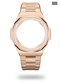 Modified Nautilidae Farm Tree Accessories Metal Stainless Steel Watch Case Set Forging Liquid Cow Leather Watch Strap (Option: Rose Crystal Case Belt)