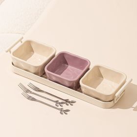 Light Luxury Fruit Plate Household Ceramic Divided Fruit Plate Living Room Dried Fruit Snack Snack Dish Afternoon Tea Snack Candy Plate (Option: Mixed Color Fruit Fork 3)