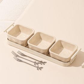 Light Luxury Fruit Plate Household Ceramic Divided Fruit Plate Living Room Dried Fruit Snack Snack Dish Afternoon Tea Snack Candy Plate (Option: Milk Coffee Fruit Fork 3)