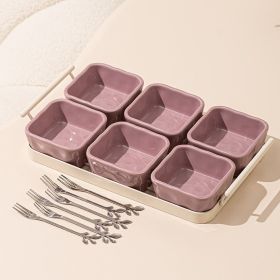 Light Luxury Fruit Plate Household Ceramic Divided Fruit Plate Living Room Dried Fruit Snack Snack Dish Afternoon Tea Snack Candy Plate (Option: Daizi Fruit Fork 6)