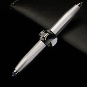 Luminous Decompression Black Technology Metal Fidget Spinner Pen (Color: Silver)