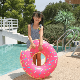 10/pc Pool Floats Donut Kids Swimming Float Kids Floats For Pool Swim Training Aid Kids PVC Pool Floats For Toddlers Of 5-7 Years Children (Color: Pink)