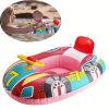 3pc Thickened Kids Swimming Ring With Steering Wheel, Inflatable Swimming Floating Pool Seat Boat For Boys Girls