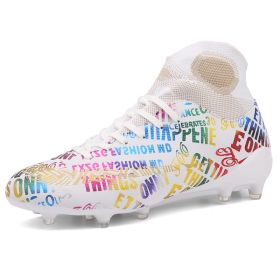 Soccer Shoes Fashion Breathable Broken Nail Soccer Shoes Men's Large Size (Option: Beige long nails-37)