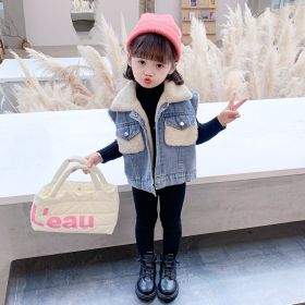 New Children's Fashion Denim Vest (Option: Blue-130cm)